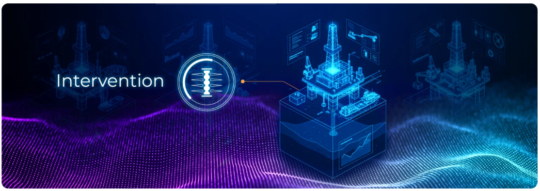 Digital illustration of an offshore rig for the intervention stage of the well lifecycle